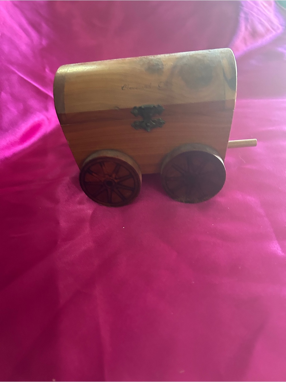 Vintage Covered Wagon  Wooden Trinket Box